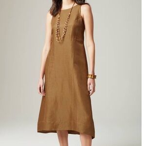 J Jill Elliptical Hem Linen Blend Midi Shift Dress in Breen.  Size 3X.